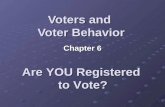 Voters and Voter Behavior Chapter 6 Are YOU Registered to Vote?