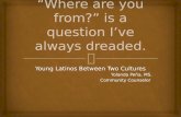Young Latinos Between Two Cultures Yolanda Peña, MS. Community Counselor.