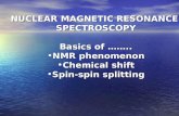 NUCLEAR MAGNETIC RESONANCE SPECTROSCOPY Basics of …….. NMR phenomenonNMR phenomenon Chemical shiftChemical shift Spin-spin splittingSpin-spin splitting.