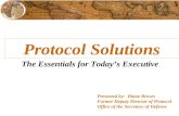 Protocol Solutions The Essentials for Today’s Executive Presented by: Diane Brown Former Deputy Director of Protocol Office of the Secretary of Defense.