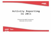 1 AARP Tax-Aide Activity Reporting In 2011 Prepared by AARP Foundation Edited for NY3 DC 2010