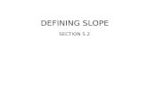 DEFINING SLOPE SECTION 5.2 Slope = = ________ is the ratio of vertical ______ to horizontal _____. Sloperise run rise SLOPEMAN My one weakness is that.