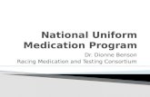 Dr. Dionne Benson Racing Medication and Testing Consortium.