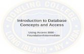 Introduction to Database Concepts and Access Using Access 2000 - Foundation/Intermediate.