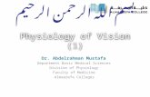 Physiology of Vision (1) Dr. Abdelrahman Mustafa Department Basic Medical Sciences Division of Physiology Faculty of Medicine Almaarefa Colleges.