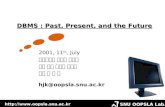 SNU OOPSLA Lab. DBMS : Past, Present, and the Future 2001, 11 th, July 서울대학교 컴퓨터 공학부 객체 지향 시스템 연구실 교수 김 형 주 hjk@oopsla.snu.ac.kr