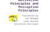 Motivation Principles and Perception Principles Presented by Jen McNabb Leah Blythe Geraldine Biringer.
