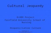 Cultural Jeopardy ELDER Project Fairfield University School of Nursing Hispanic/Latino Culture Supported by DHHS/HRSA/BHPR/Division of Nursing Grant #D62HP06858.
