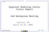 WRAP Regional Modeling Center April 25-26, 2006 AoH Work Group Meeting Regional Modeling Center Status Report AoH Workgroup Meeting Seattle, WA April 25-26,