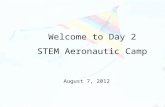 Welcome to Day 2 STEM Aeronautic Camp August 7, 2012.
