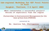 What constitutes a successful project? Review of experience from the region Partnerships in Environmental Management for the Seas of East Asia (PEMSEA)