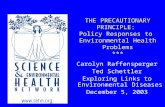 THE PRECAUTIONARY PRINCIPLE: Policy Responses to Environmental Health Problems *** Carolyn Raffensperger Ted Schettler Exploring Links to Environmental.