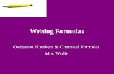 Writing Formulas Oxidation Numbers & Chemical Formulas Mrs. Wolfe.