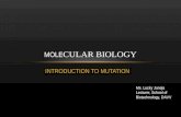 INTRODUCTION TO MUTATION MOLE CULAR BIOLOGY Ms. Lucky Juneja Lecturer, School of Biotechnology, DAVV.