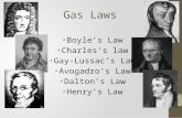Gas Laws Boyle ’ s Law Charles ’ s law Gay-Lussac ’ s Law Avogadro ’ s Law Dalton ’ s Law Henry ’ s Law 1.