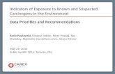 Indicators of Exposure to Known and Suspected Carcinogens in the Environment Data Priorities and Recommendations Karla Poplawski, Eleanor Setton, Perry.