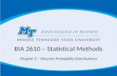 BIA 2610 – Statistical Methods Chapter 5 – Discrete Probability Distributions.
