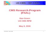 URA Review – May 8, 20061 US CMS – RP, FNAL CMS Research Program (FNAL) Dan Green US CMS RPM May 8, 2006.
