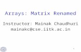 1 Arrays: Matrix Renamed Instructor: Mainak Chaudhuri mainakc@cse.iitk.ac.in.