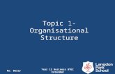 Topic 1- Organisational Structure Mr. BarryYear 12 Business BTEC Extended.