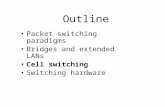 Outline Packet switching paradigms Bridges and extended LANs Cell switching Switching hardware.