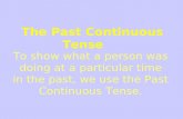 The Past Continuous Tense To show what a person was doing at a particular time in the past, we use the Past Continuous Tense.