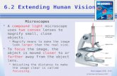 (c) McGraw Hill Ryerson 2007 6.2 Extending Human Vision Microscopes A compound light microscope uses two convex lenses to magnify small, close objects