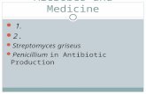 Microbes and Medicine 1. 2. Streptomyces griseus Penicillium in Antibiotic Production.