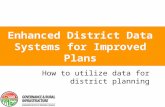 Enhanced District Data Systems for Improved Plans How to utilize data for district planning.
