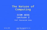 Spring 2006ICOM 4036 Programming Laguages Lecture 2 1 The Nature of Computing Prof. Bienvenido Velez ICOM 4036 Lecture 2.