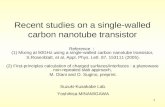 1 Recent studies on a single-walled carbon nanotube transistor Reference ï¼ (1) Mixing at 50GHz using a single-walled carbon nanotube transistor, S.Rosenblatt,
