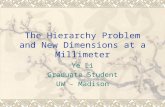 The Hierarchy Problem and New Dimensions at a Millimeter Ye Li Graduate Student UW - Madison.