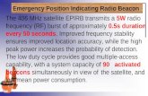 Emergency Position Indicating Radio Beacon The 406 MHz satellite EPIRB transmits a 5W radio frequency (RF) burst of approximately 0.5s duration every 50.