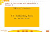 Table of Contents 3-5 Sedimentary Rocks Ms. De Los Rios Earth’s Structure and Materials – Course 2.
