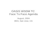 OASIS WSDM TC Face To Face Agenda August, 2004 BEA, San Jose, CA.