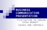 BUSINESS COMMUNICATION PRESENTATION ‘FLUCTUATION IN INDIAN STOCK MARKET’ CAUSES AND CONTROLS.
