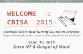WELCOME TO CBISA 2015-18 Catholic Bible Institute of Southern Arizona