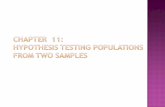 In Chapter 10 we tested a parameter from a population represented by a sample against a known population ( ).  In chapter 11 we will test a parameter.