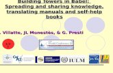 Building Towers in Babel: Spreading and sharing knowledge, translating manuals and self-help books M. Villatte, JL Monestès, & G. Presti 1/27.