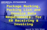 1 Package Marking, Packing List and Invoice Data Requirements for EB Receiving & Invoicing Approved for Public Release.