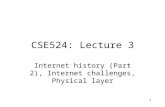 1 CSE524: Lecture 3 Internet history (Part 2), Internet challenges, Physical layer.