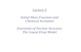 Lecture 3 Initial Mass Function and Chemical Evolution Essentials of Nuclear Structure The Liquid Drop Model.