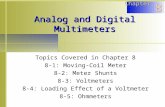 Analog and Digital Multimeters Topics Covered in Chapter 8 8-1: Moving-Coil Meter 8-2: Meter Shunts 8-3: Voltmeters 8-4: Loading Effect of a Voltmeter.