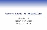Ground Rules of Metabolism Chapter 6 Hsueh-Fen Juan Oct. 2, 2012.