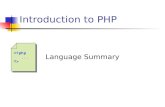 Introduction to PHP Language Summary