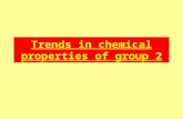 Trends in chemical properties of group 2. Reactivity Group 2 are less reactive than group 1. Na vigorously reacts with water. But Ca reacts very slowly.