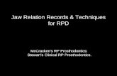Jaw Relation Records & Techniques for RPD McCracken's RP Prosthodontics; Stewart’s Clinical RP Prosthodontics.