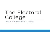 The Electoral College HOW IS THE PRESIDENT ELECTED?