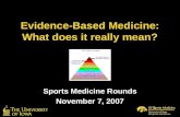 Evidence-Based Medicine: What does it really mean? Sports Medicine Rounds November 7, 2007.