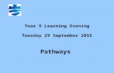 Year 9 Learning Evening Tuesday 29 September 2015 Pathways.